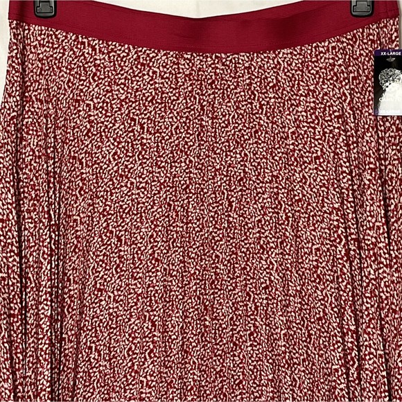 Vince Camuto Women's Trendy Elastic Waist Printed Pleated Midi Skirt Pink Sz XXL - Picture 2 of 6